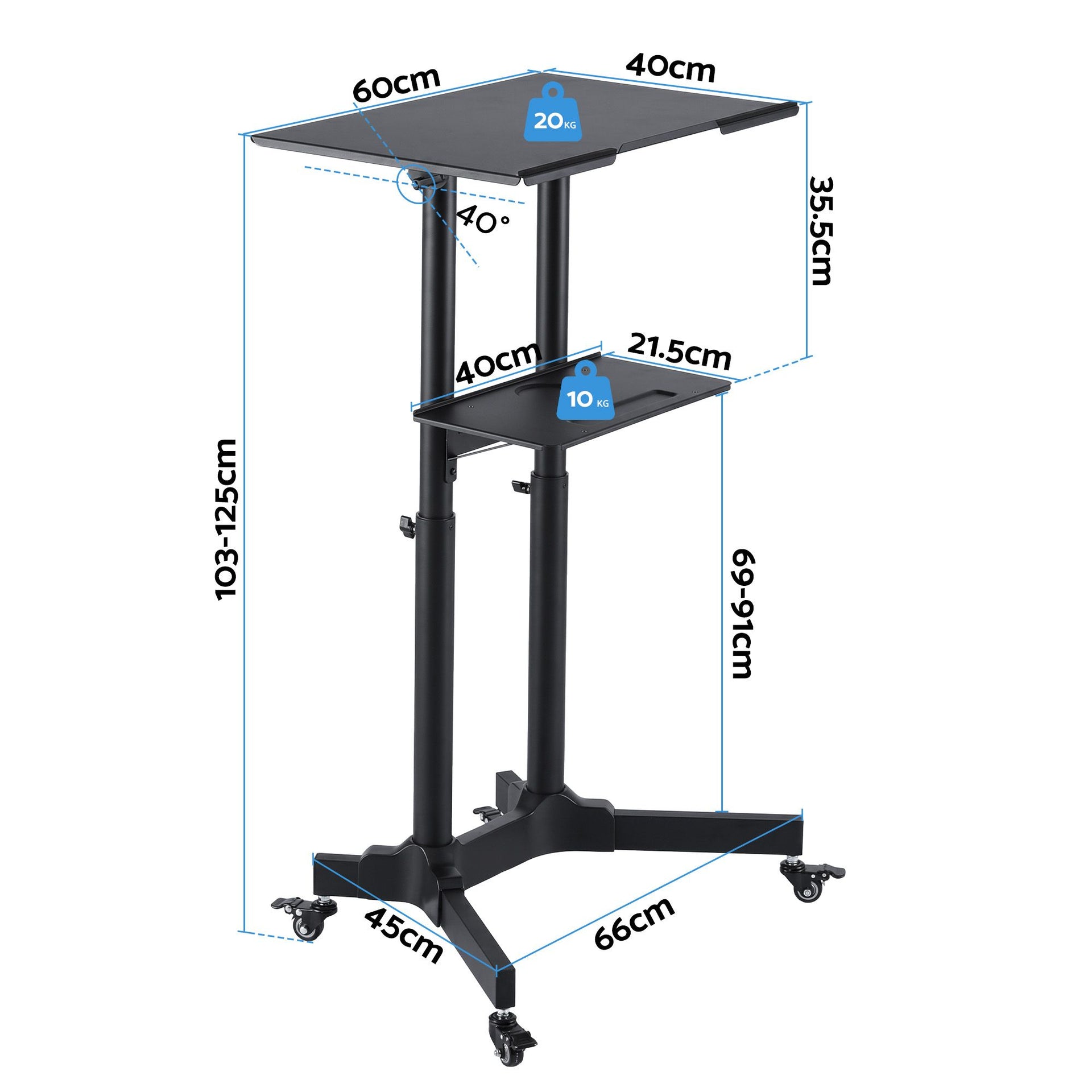 Artiss Mobile Lectern Stand, Adjustable Sit-to-Stand Presentation Podium w/ Wheels Black Artiss