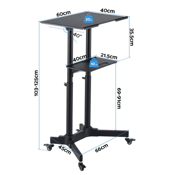 Artiss Mobile Lectern Stand, Adjustable Sit-to-Stand Presentation Podium w/ Wheels Black Artiss