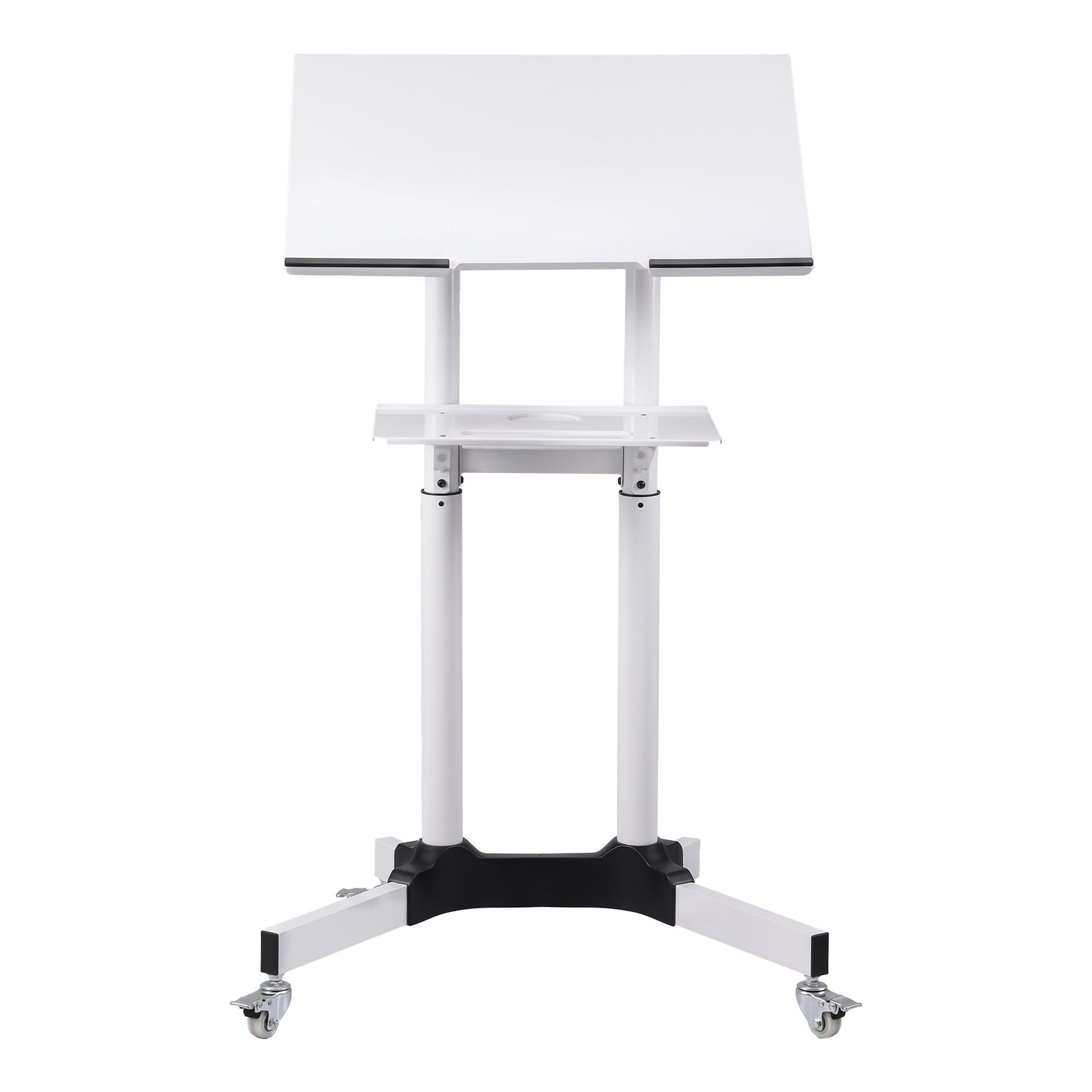 Artiss Mobile Lectern Stand, Adjustable Sit-to-Stand Presentation Podium w/ Wheels White Artiss