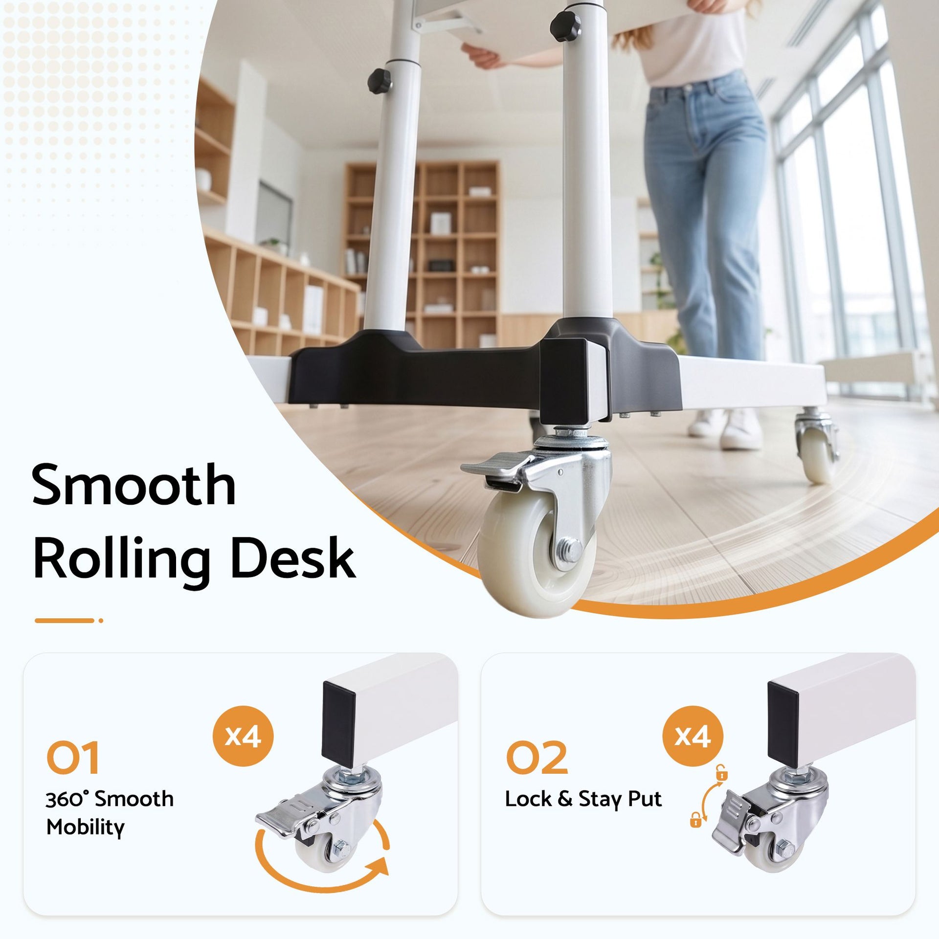 Artiss Mobile Lectern Stand, Adjustable Sit-to-Stand Presentation Podium w/ Wheels White Artiss