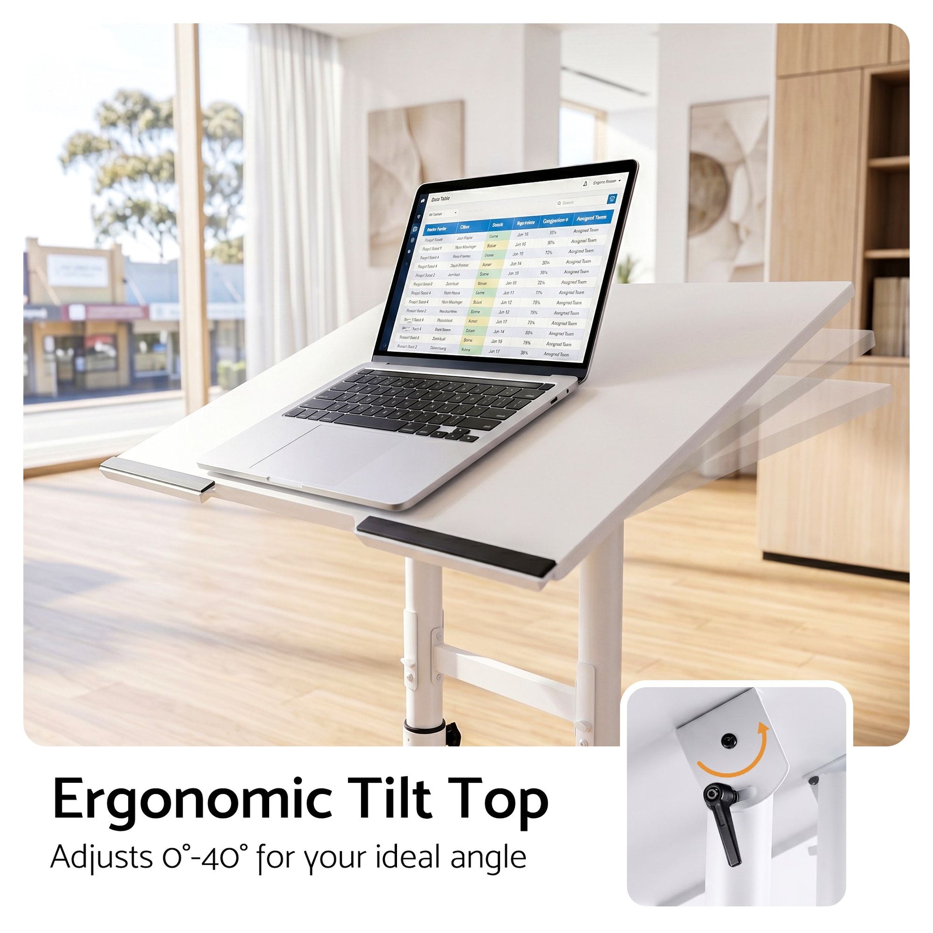 Artiss Mobile Lectern Stand, Adjustable Sit-to-Stand Presentation Podium w/ Wheels White Artiss