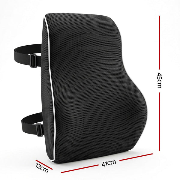 Artiss Ergonomic Lumbar Support Cushion for Office Chair and Car Memory Foam Lumbar Pillow for Back, Breathable Back Support Pillow with Adjustable Straps for Office Gaming Car Home Awezingly