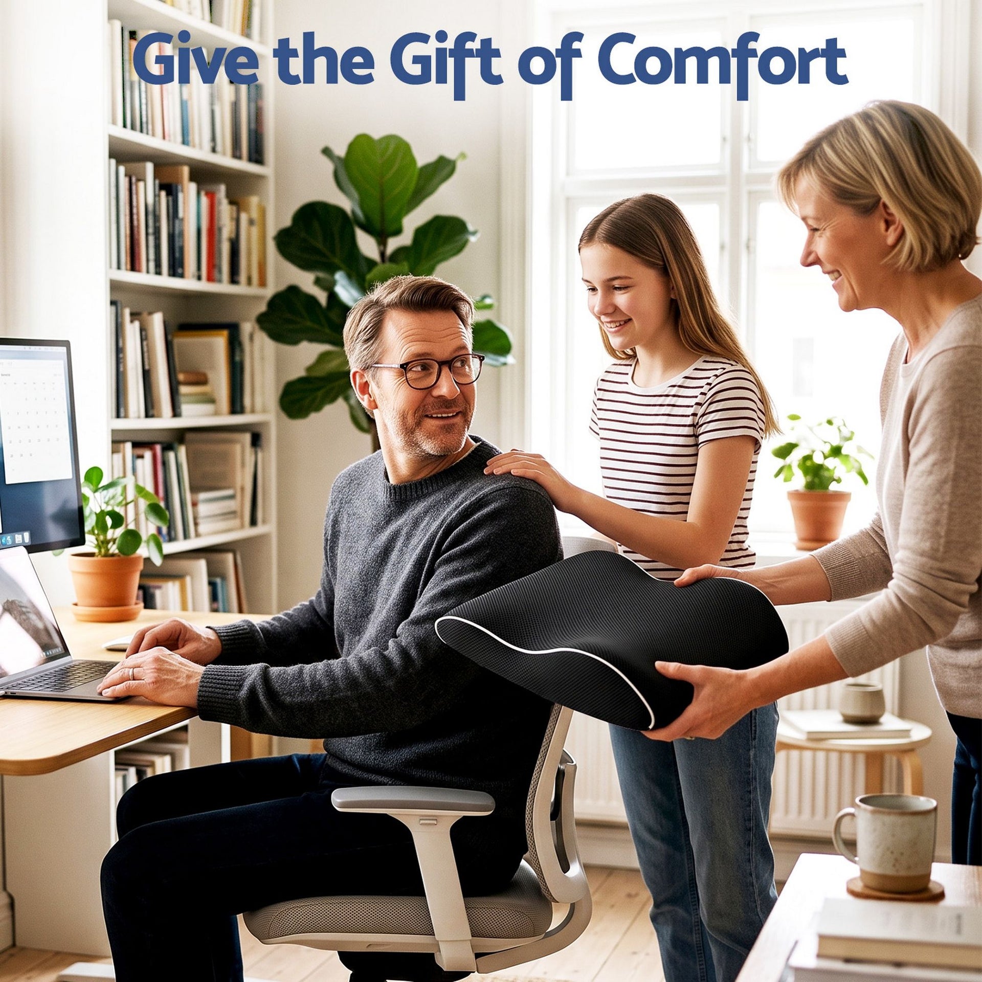Artiss Ergonomic Lumbar Support Cushion for Office Chair and Car Memory Foam Lumbar Pillow for Back, Breathable Back Support Pillow with Adjustable Straps for Office Gaming Car Home Awezingly