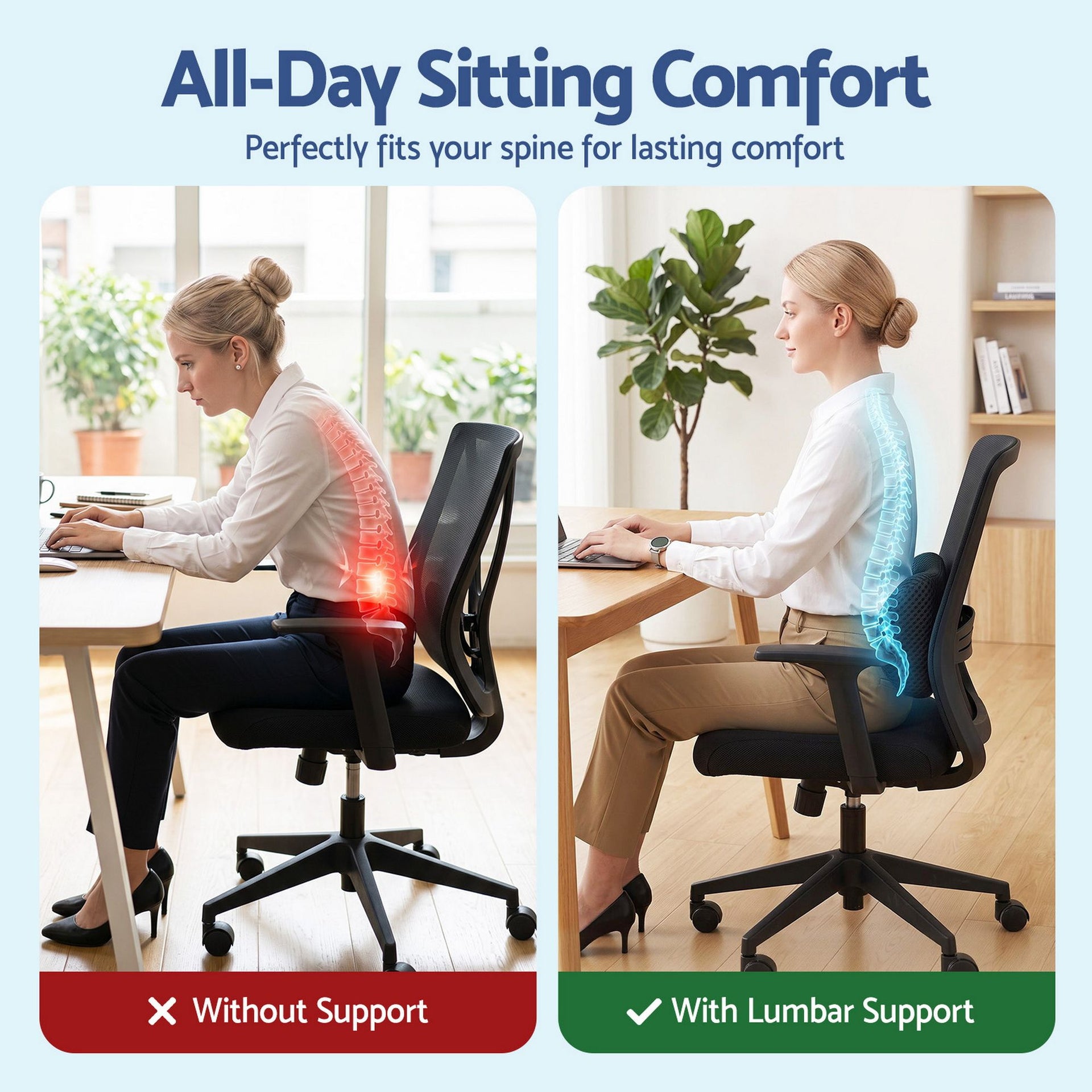 Artiss Lumbar Support Pillow for Office Chair and Car Ergonomic Memory Foam Lumbar Pillow for Lower Back, Breathable Back Support Pillow for Car Seat, Bed and Recliner Awezingly