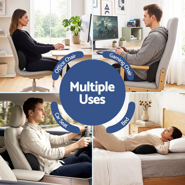 Artiss Lumbar Support Pillow for Office Chair and Car Ergonomic Memory Foam Lumbar Pillow for Lower Back, Breathable Back Support Pillow for Car Seat, Bed and Recliner Awezingly