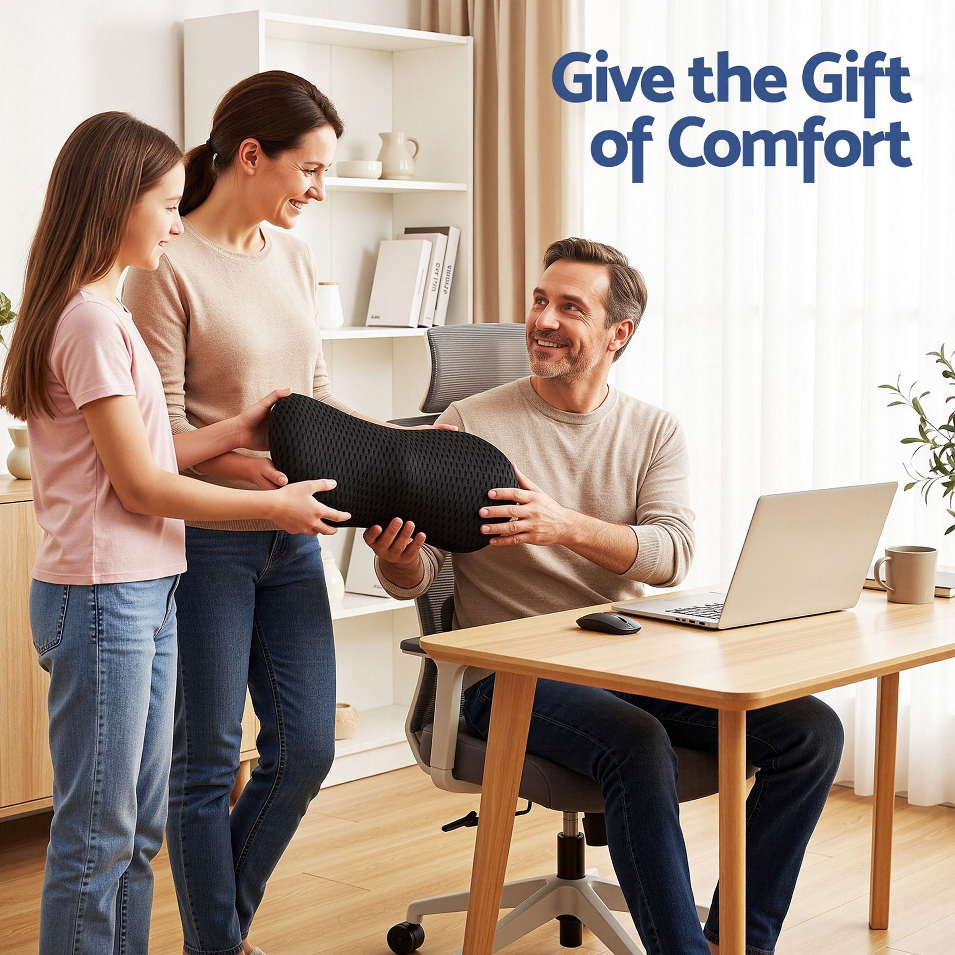 Artiss Lumbar Support Pillow for Office Chair and Car Ergonomic Memory Foam Lumbar Pillow for Lower Back, Breathable Back Support Pillow for Car Seat, Bed and Recliner Awezingly