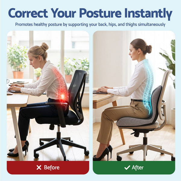 Artiss Ergonomic Seat Cushion with Lumbar Support for Office Chair, Memory Foam Coccyx and Lumbar Support Pad for Car Office Wheelchair Home Awezingly
