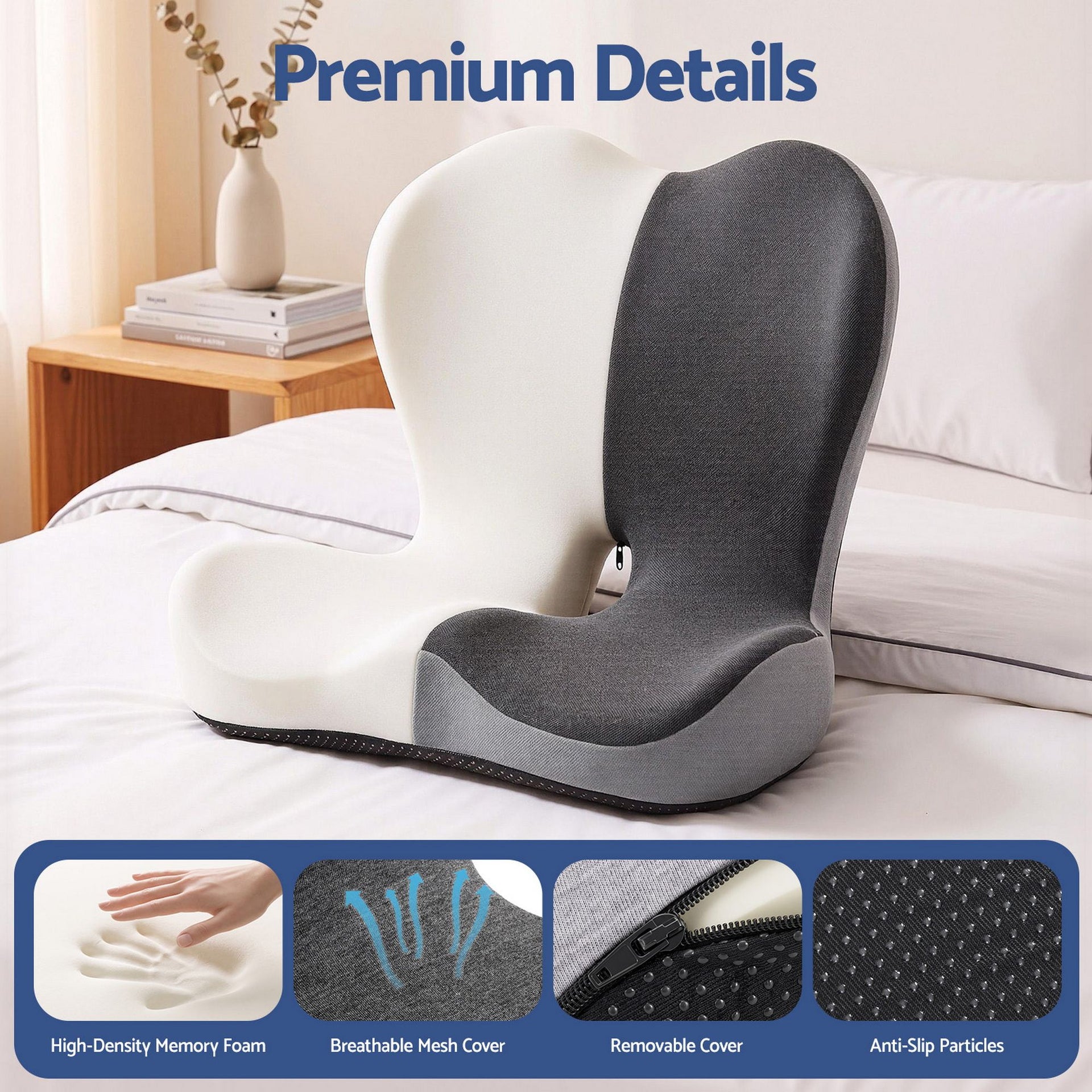 Artiss Ergonomic Seat Cushion with Lumbar Support for Office Chair, Memory Foam Coccyx and Lumbar Support Pad for Car Office Wheelchair Home Awezingly