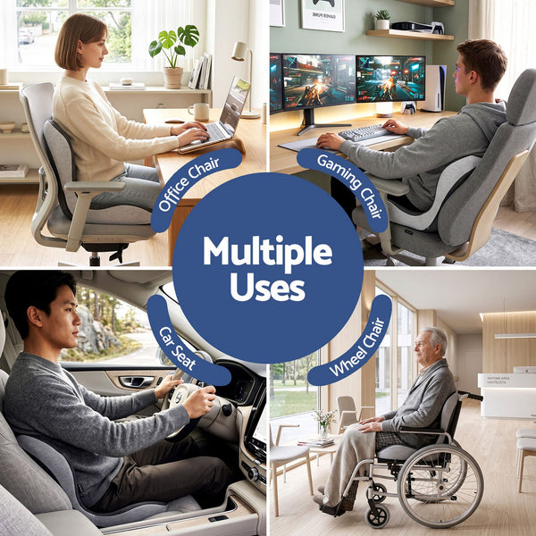 Artiss Ergonomic Seat Cushion with Lumbar Support for Office Chair, Memory Foam Coccyx and Lumbar Support Pad for Car Office Wheelchair Home Awezingly