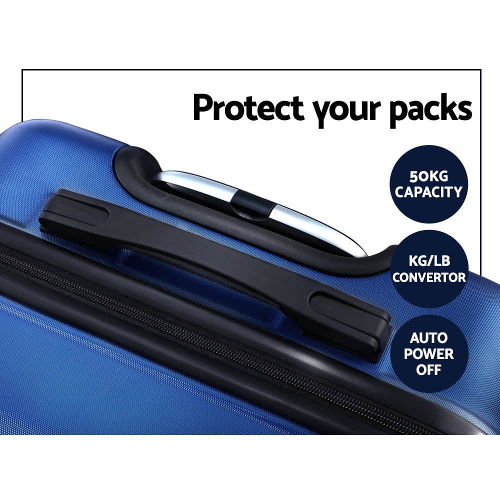 Wanderlite 2Set 20-28 Inch Luggage with TSA Lock Spinner Carry On Hard Shell Travel Suitcase Luggage Case Blue Wanderlite
