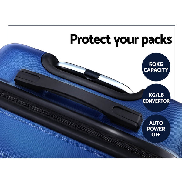 Wanderlite 2Set 20-28 Inch Luggage with TSA Lock Spinner Carry On Hard Shell Travel Suitcase Luggage Case Blue Wanderlite