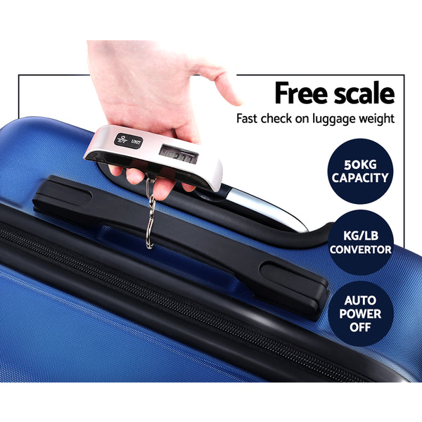 Wanderlite 2Set 20-28 Inch Luggage with TSA Lock Spinner Carry On Hard Shell Travel Suitcase Luggage Case Blue Wanderlite