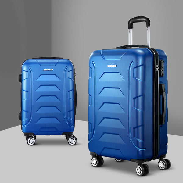 Wanderlite 2Set 20-28 Inch Luggage with TSA Lock Spinner Carry On Hard Shell Travel Suitcase Luggage Case Blue Wanderlite