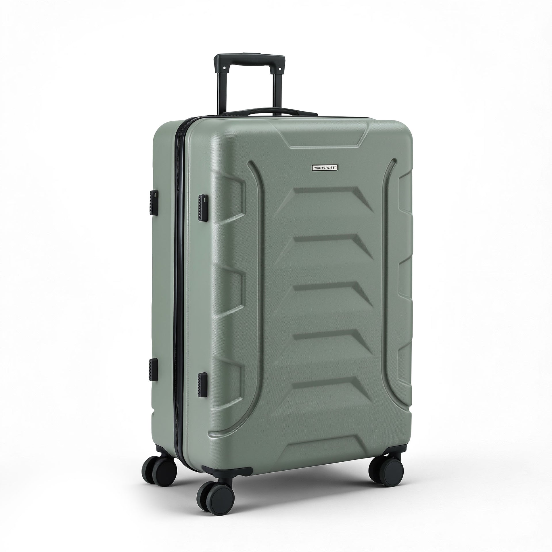 Wanderlite 3pcs Luggage Suitcase Set Trolley Travel TSA Lightweight Hard Case Grey Green Awezingly