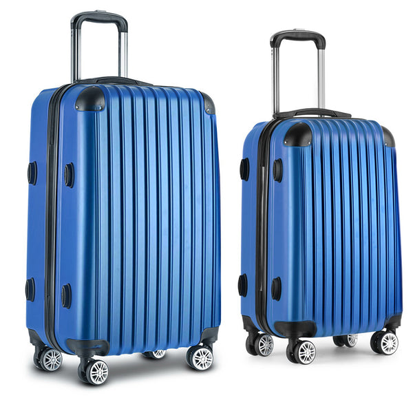 Wanderlite 20-28 Inch Luggage 2Set with TSA Lock Spinner Carry On Hard Shell Travel Suitcase Luggage Case Blue Wanderlite