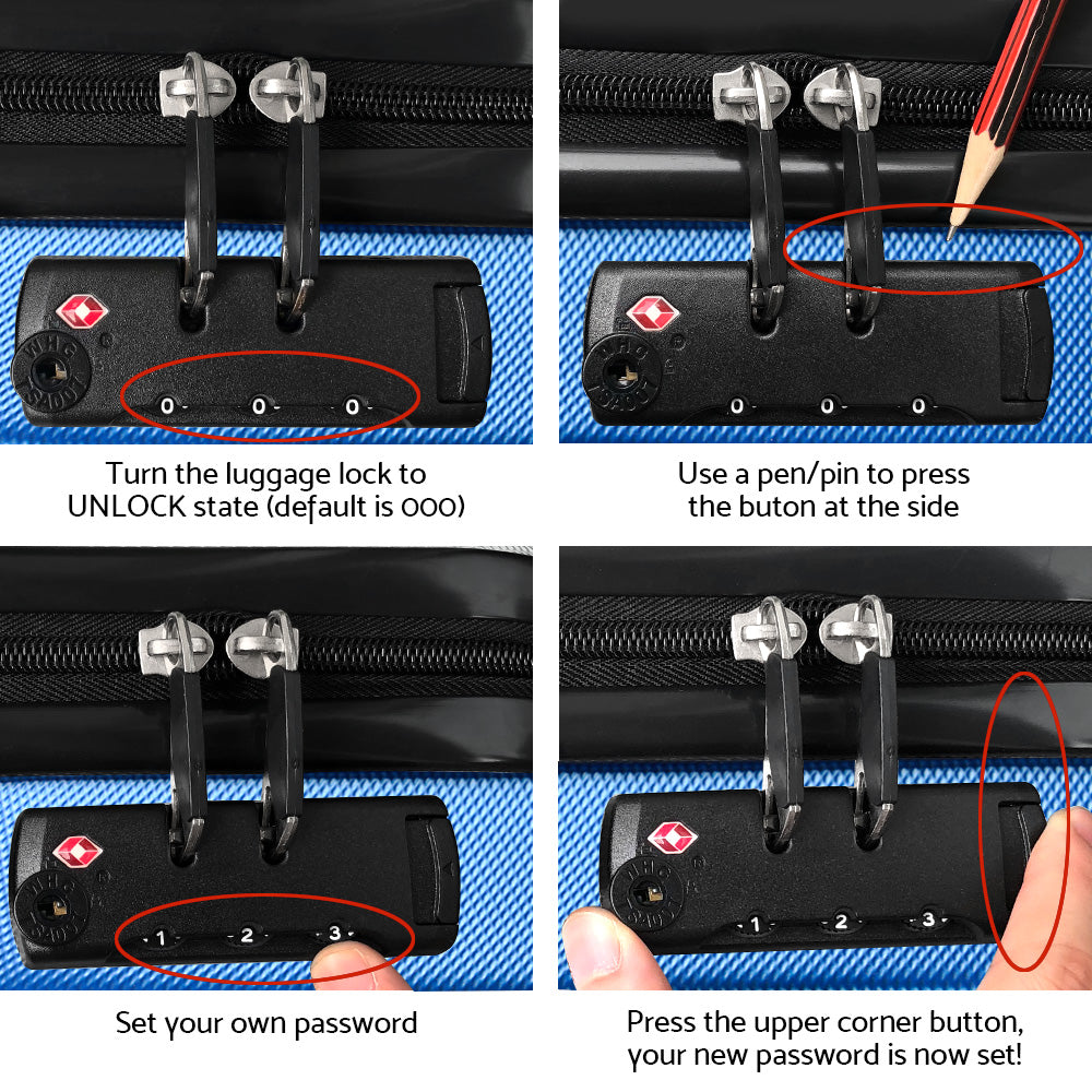 Wanderlite 20-28 Inch Luggage 2Set with TSA Lock Spinner Carry On Hard Shell Travel Suitcase Luggage Case Blue Wanderlite