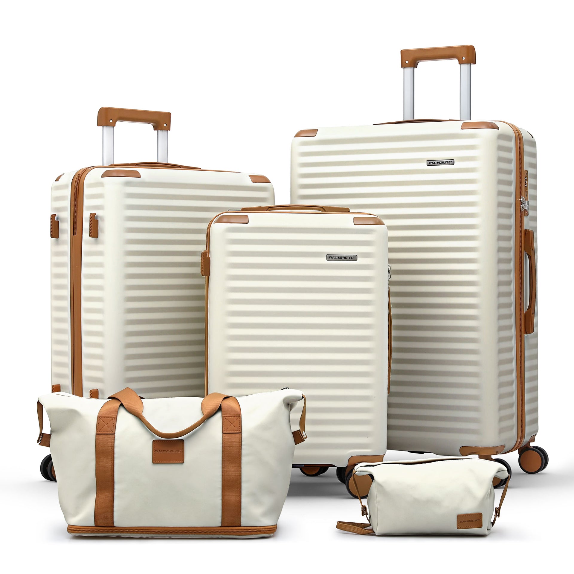 Wanderlite 5pcs Luggage Suitcase Set Trolley Travel TSA Lightweight Hard Case Awezingly