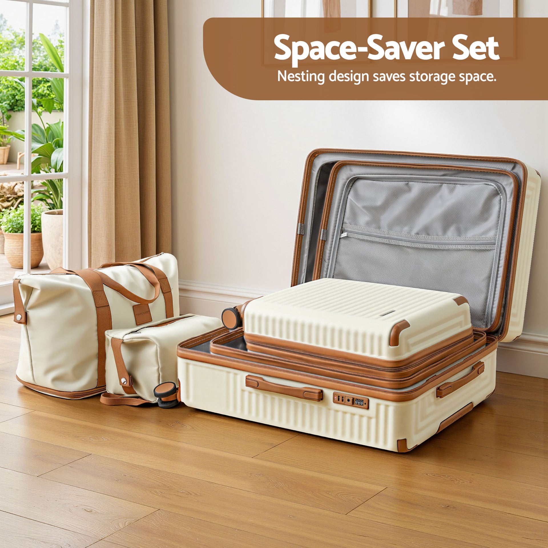 Wanderlite 5pcs Luggage Suitcase Set Trolley Travel TSA Lightweight Hard Case Awezingly