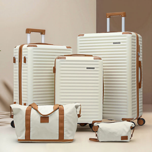Wanderlite 5pcs Luggage Suitcase Set Trolley Travel TSA Lightweight Hard Case Awezingly