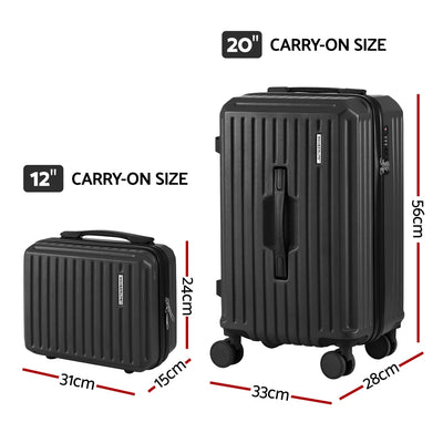 Wanderlite 2pcs Trunk Luggage Suitcase Travel Carry On TSA Lock 12
