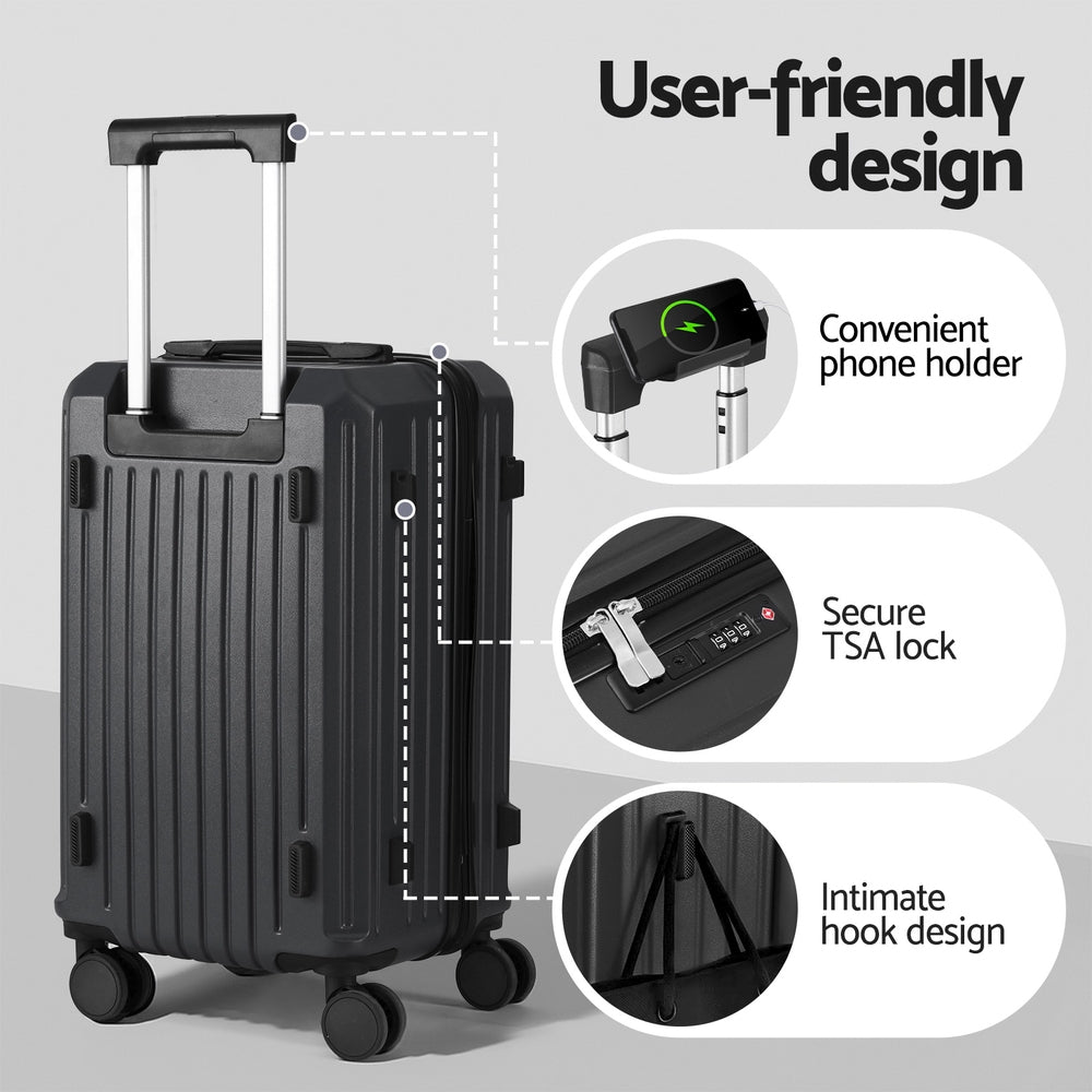 Wanderlite 2pcs Trunk Luggage Suitcase Travel Carry On TSA Lock 12