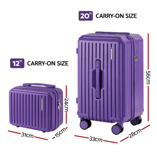 Wanderlite 2pcs Trunk Luggage Suitcase Travel Carry On TSA Lock 12