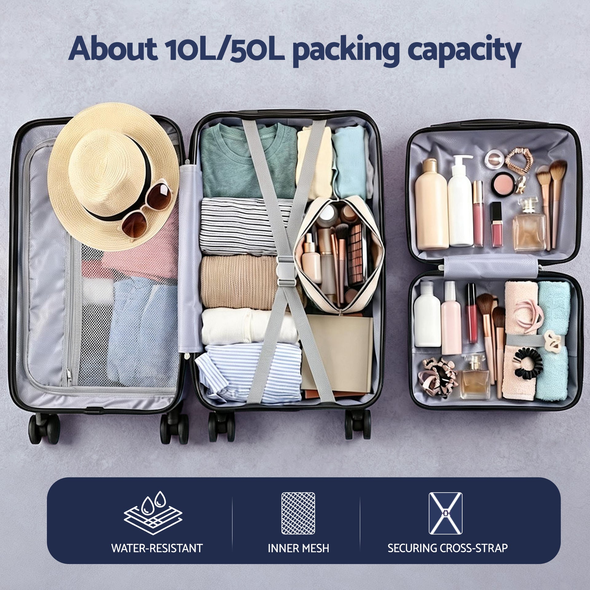 Wanderlite 2pcs Trunk Luggage Suitcase Travel Carry On TSA Lock 12