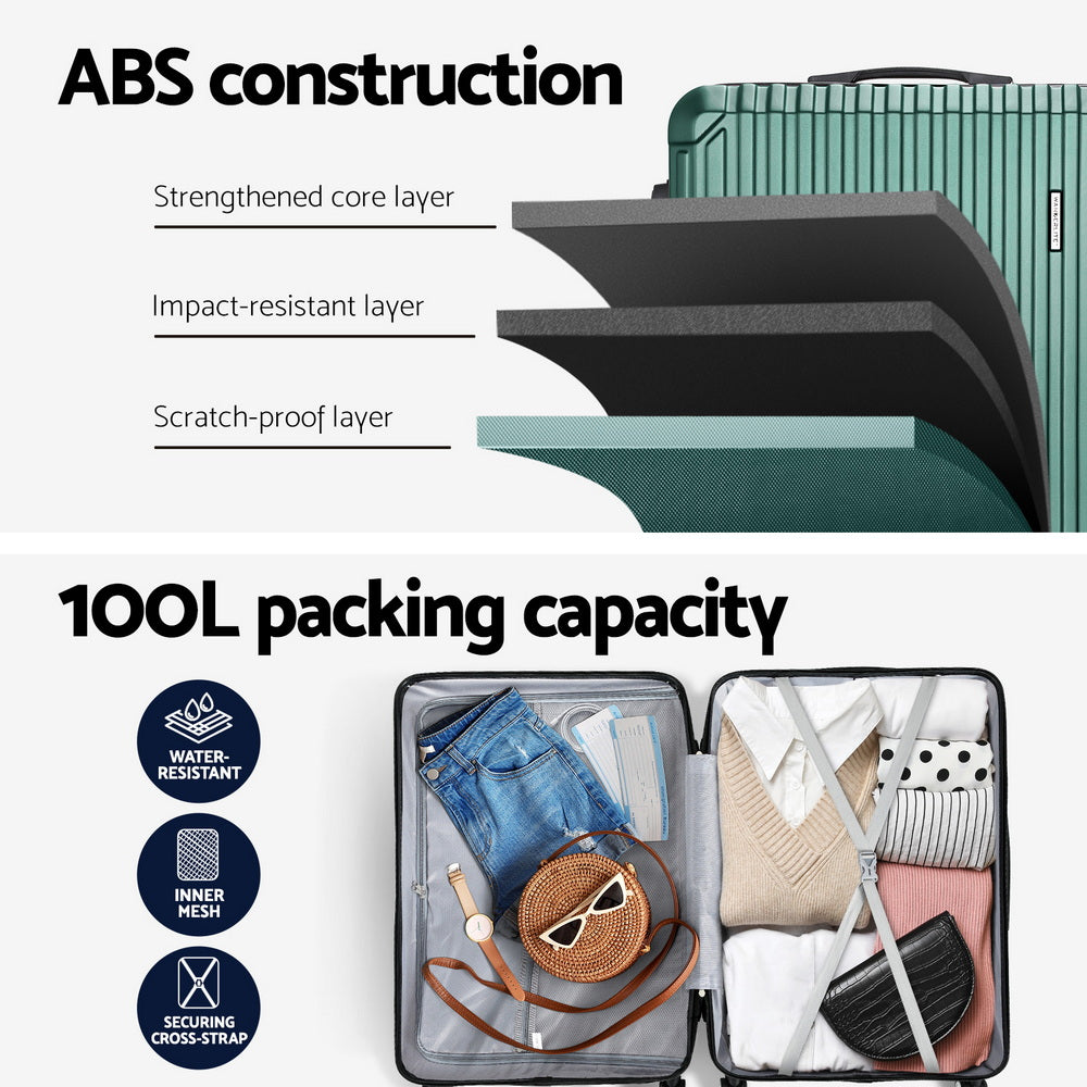 Wanderlite 28'' Luggage Travel Suitcase Set TSA Carry On Hard Case Green Wanderlite