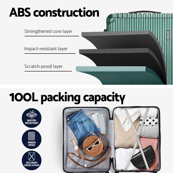 Wanderlite 28'' Luggage Travel Suitcase Set TSA Carry On Hard Case Green Wanderlite