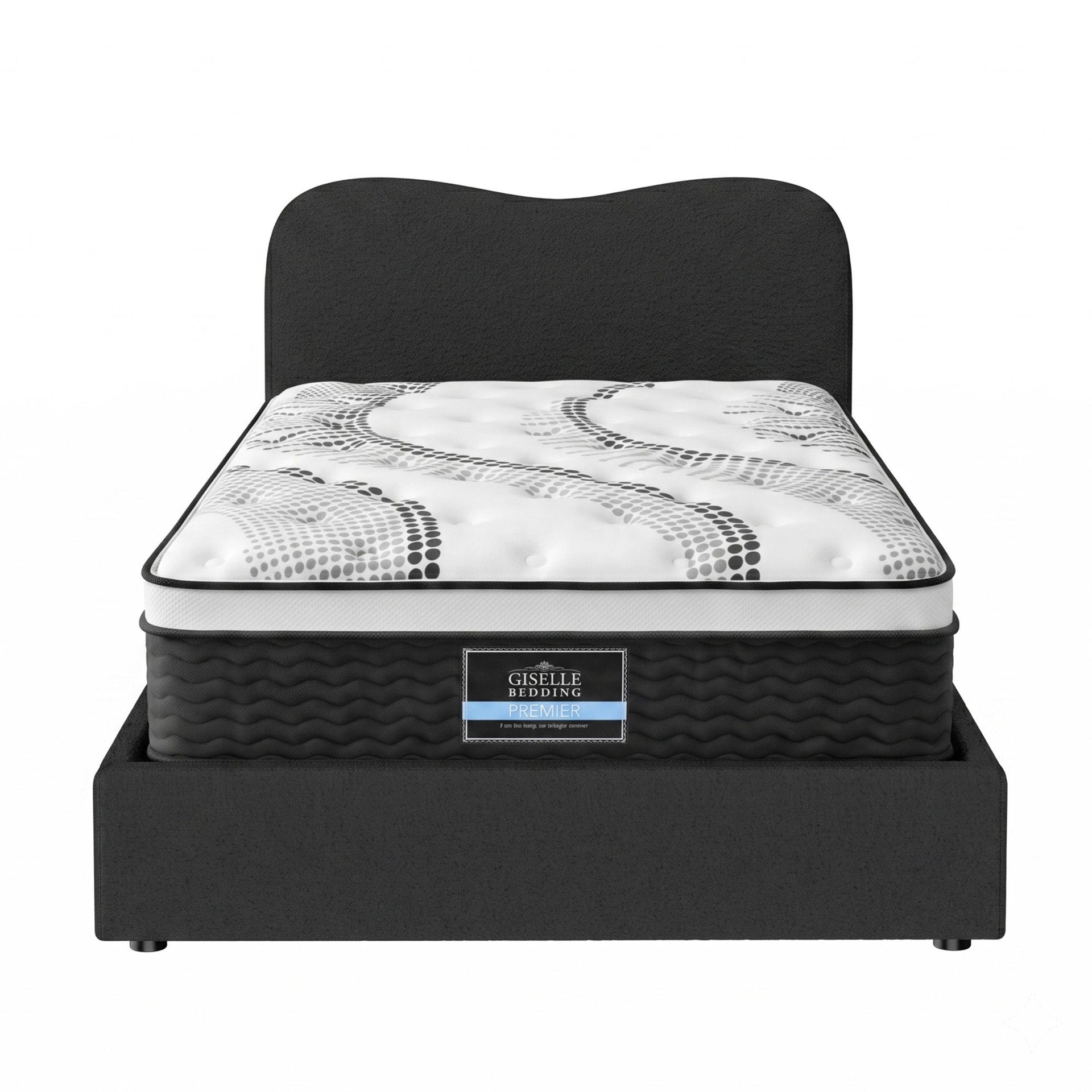 Giselle 32cm Euro Top King Single Mattress 5-Zone and Artiss Boucle Bed Frame Set Awezingly