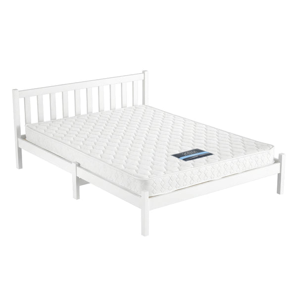 Giselle Double Mattress with Artiss Wooden Bed Frame Natural Pine Timber Base Awezingly