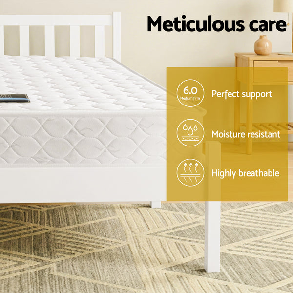 Giselle Double Mattress with Artiss Wooden Bed Frame Natural Pine Timber Base Awezingly