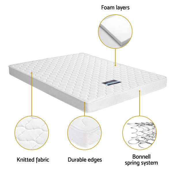 Giselle Double Mattress with Artiss Wooden Bed Frame Natural Pine Timber Base Awezingly