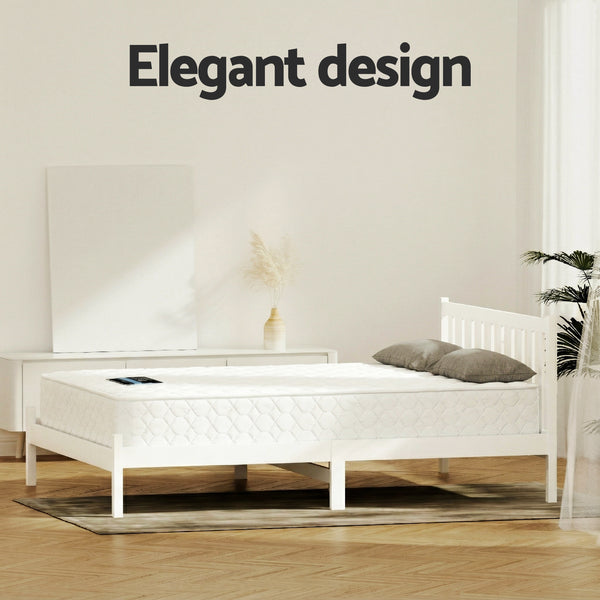 Giselle Double Mattress with Artiss Wooden Bed Frame Natural Pine Timber Base Awezingly