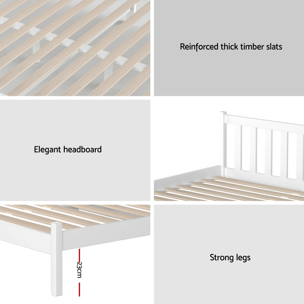 Giselle Double Mattress with Artiss Wooden Bed Frame Natural Pine Timber Base Awezingly