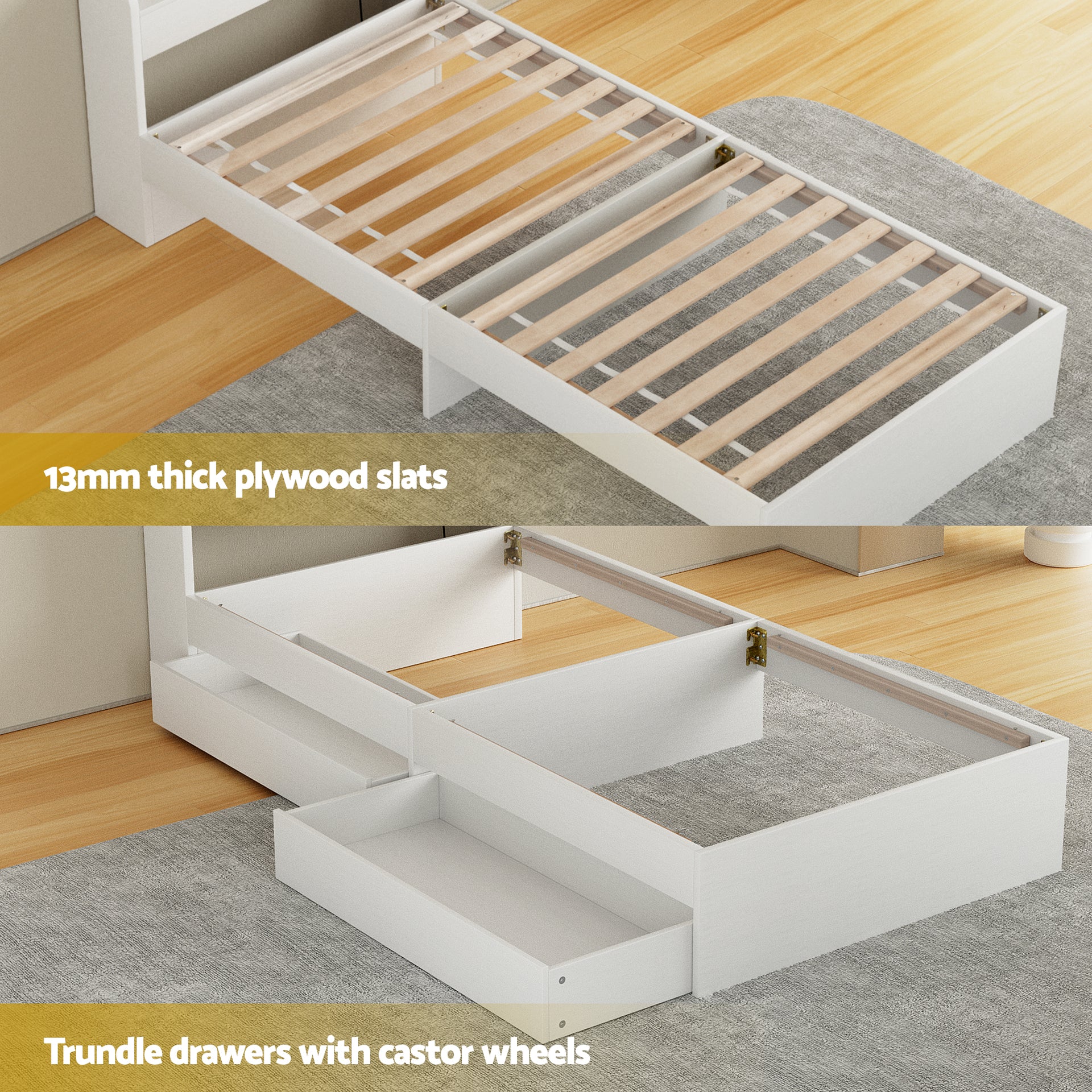 Giselle Single Mattress 5-zone Pocket Spring Mattresses with Artiss Wooden Storage Bed Frame Set Awezingly