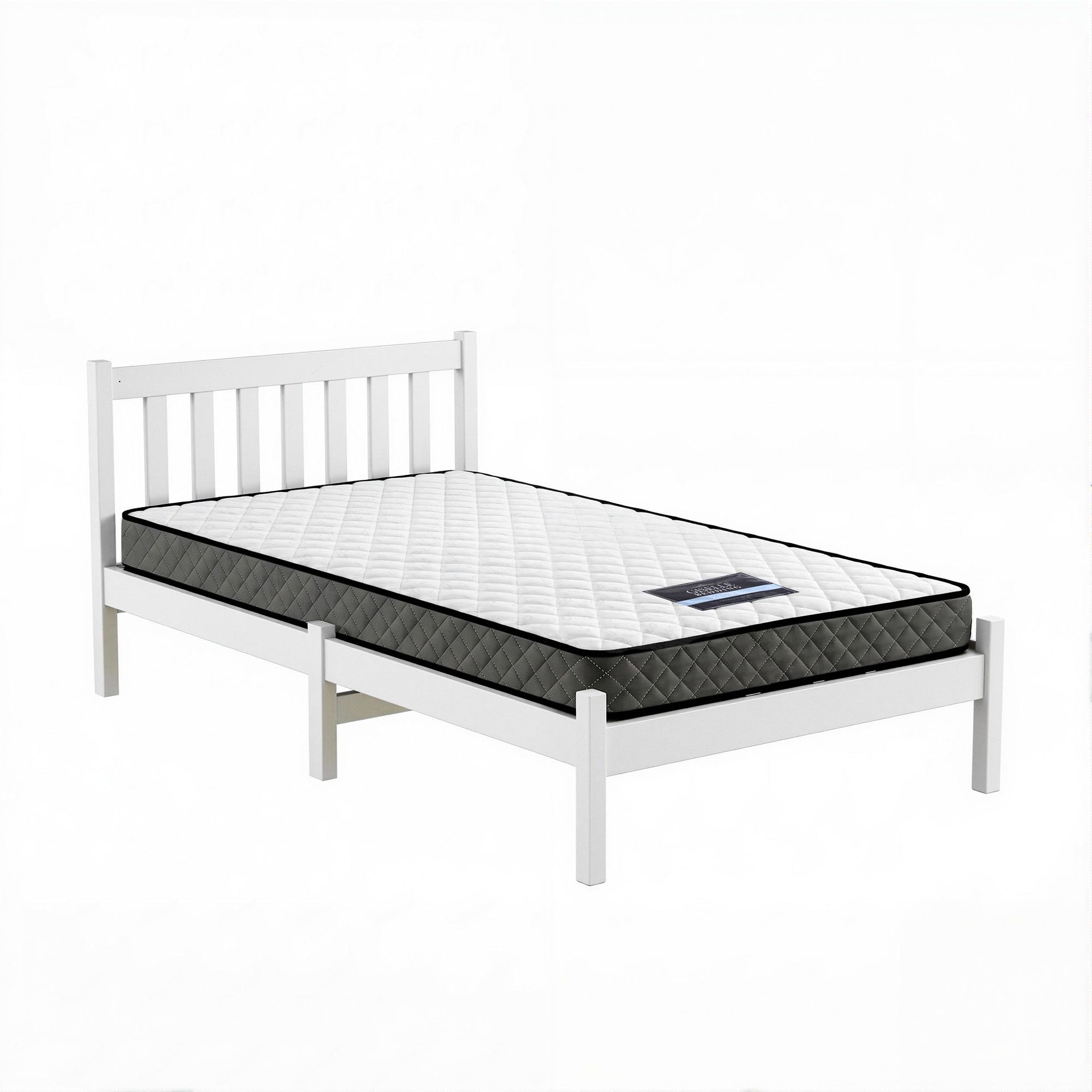 Giselle Single Mattress and Artiss Bed Frame Set White Solid Pine with 16cm Mattress Awezingly