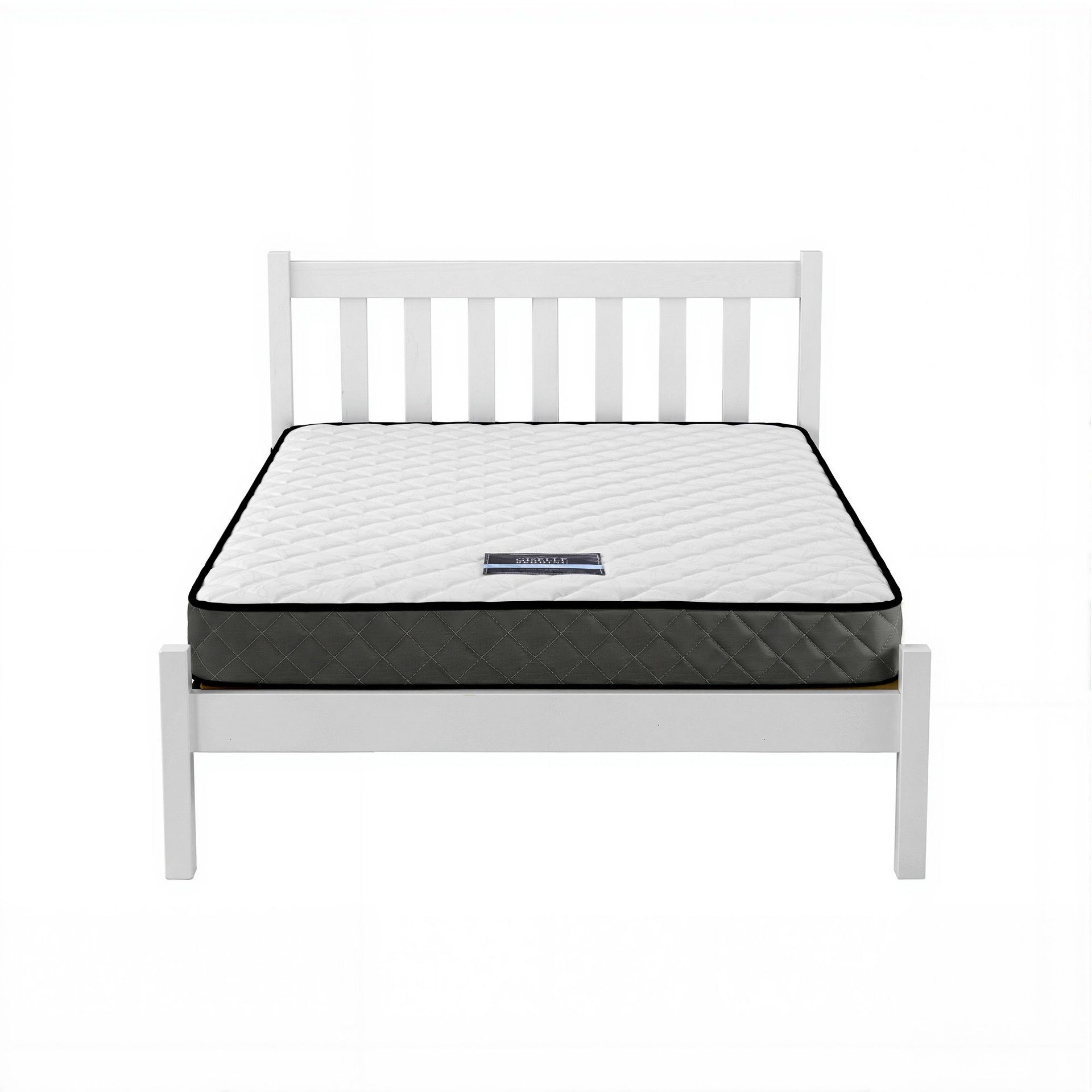 Giselle Single Mattress and Artiss Bed Frame Set White Solid Pine with 16cm Mattress Awezingly