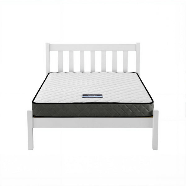 Giselle Single Mattress and Artiss Bed Frame Set White Solid Pine with 16cm Mattress Awezingly