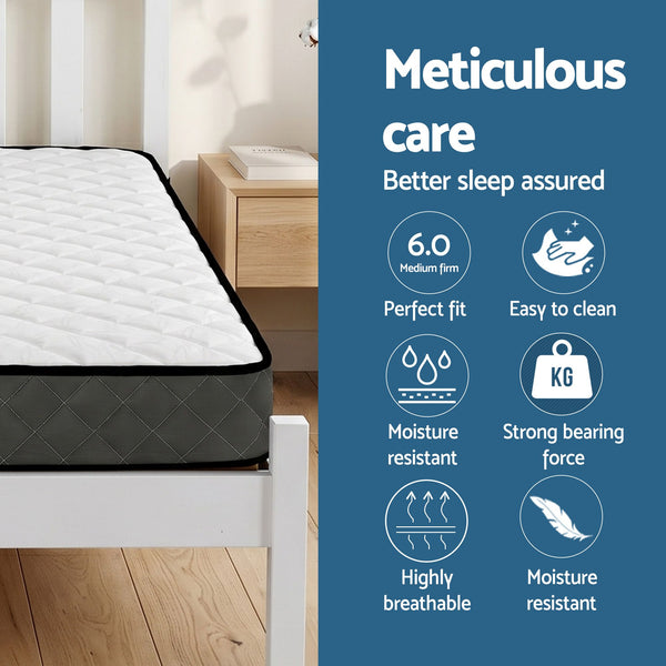 Giselle Single Mattress and Artiss Bed Frame Set White Solid Pine with 16cm Mattress Awezingly