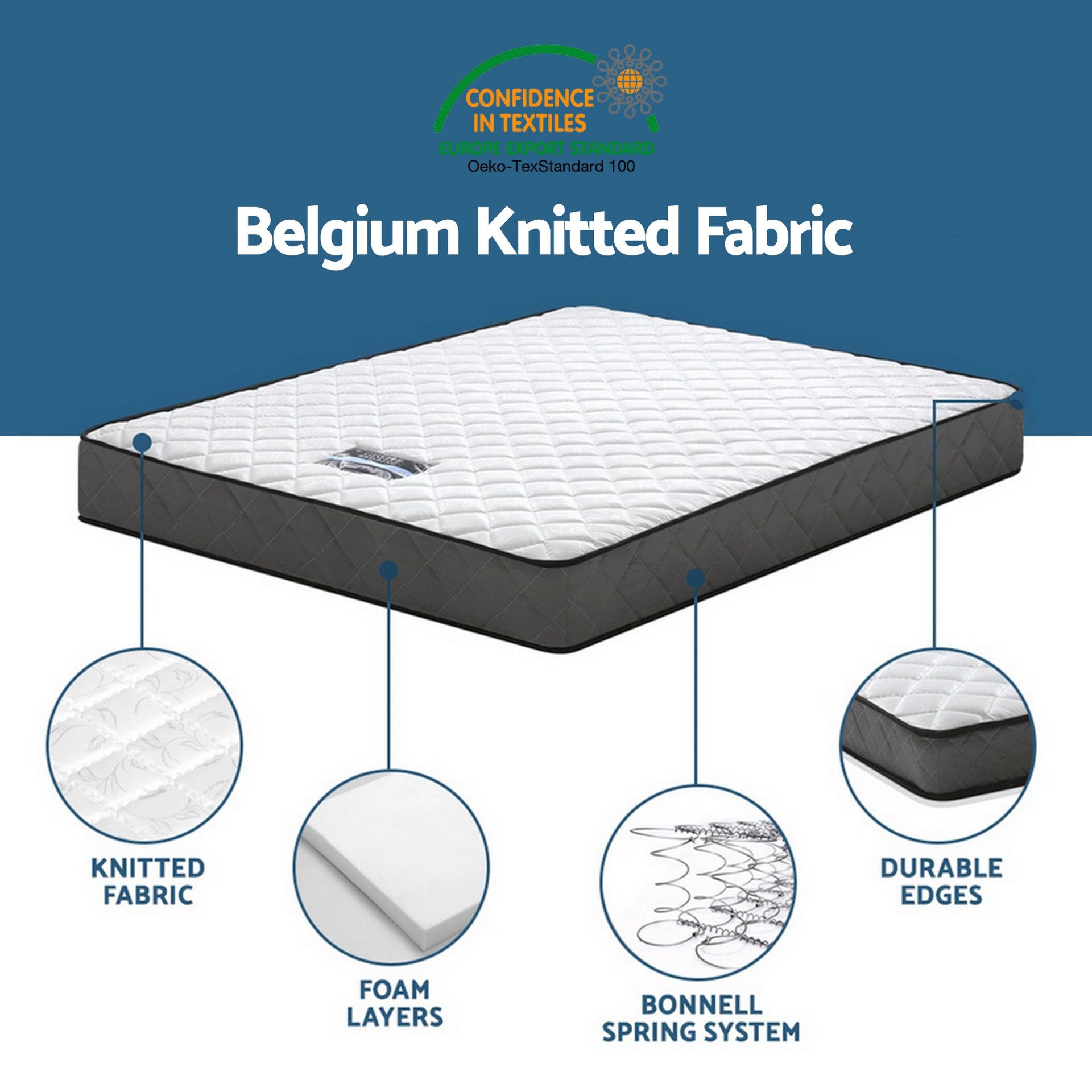 Giselle Single Mattress and Artiss Bed Frame Set White Solid Pine with 16cm Mattress Awezingly