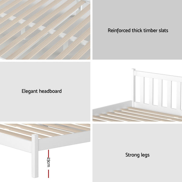Giselle Single Mattress and Artiss Bed Frame Set White Solid Pine with 16cm Mattress Awezingly