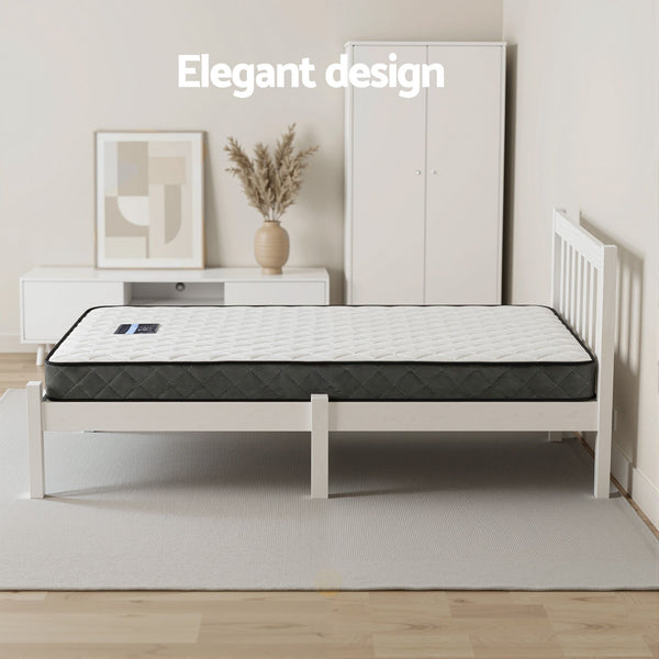 Giselle Single Mattress and Artiss Bed Frame Set White Solid Pine with 16cm Mattress Awezingly