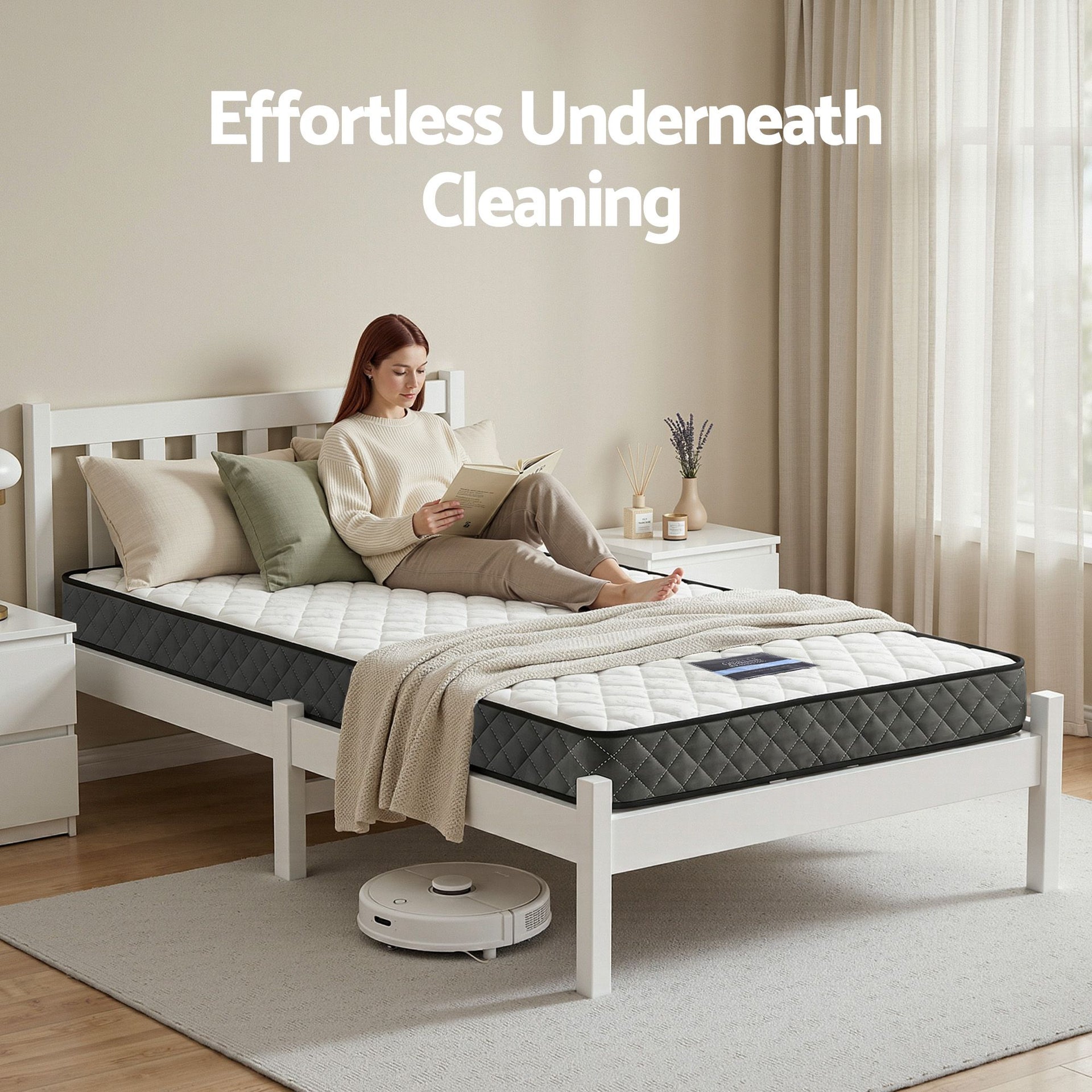 Giselle Single Mattress and Artiss Bed Frame Set White Solid Pine with 16cm Mattress Awezingly