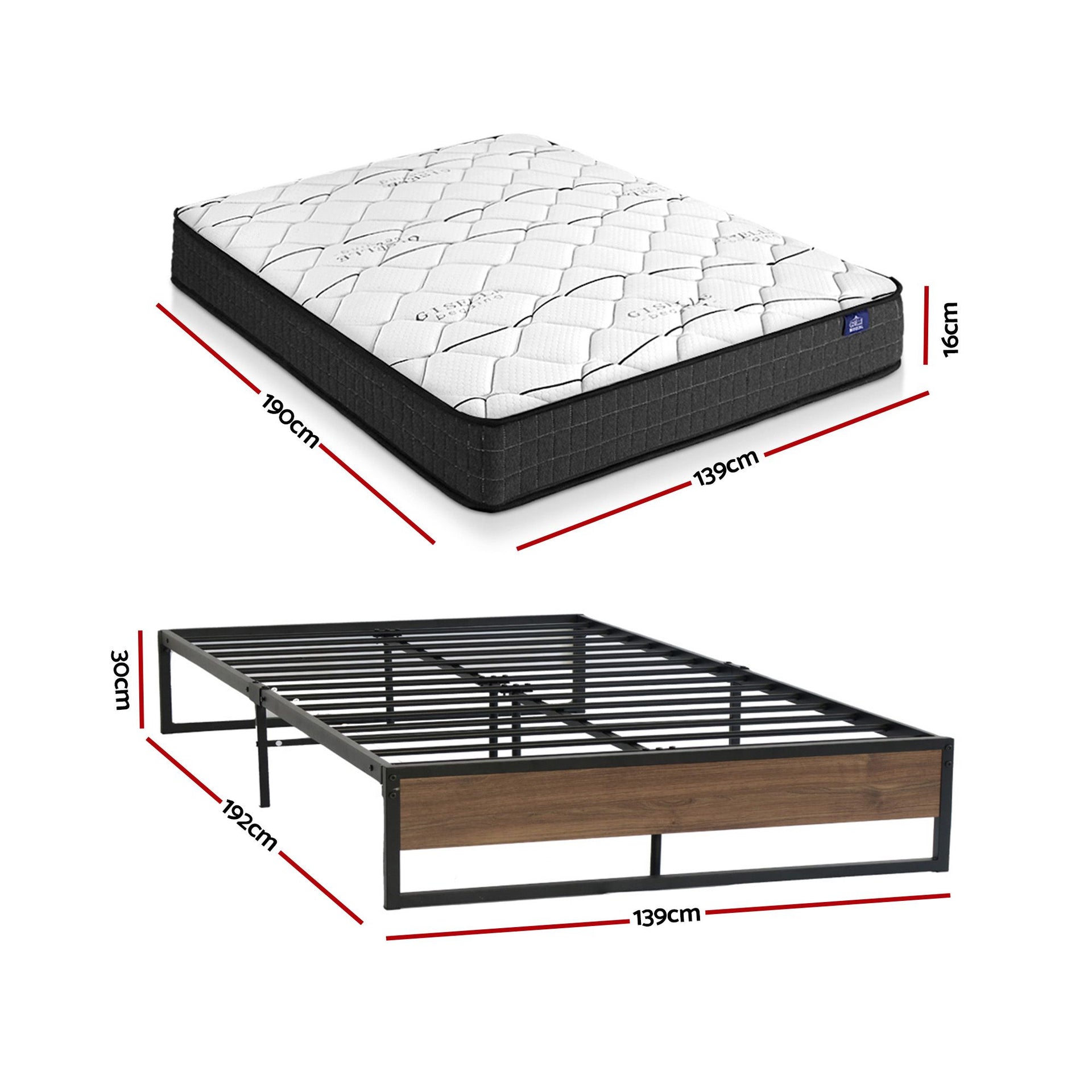 Giselle Double Mattress 16cm and Artiss Metal Bed Frame Set for Guest Rooms Studios Awezingly