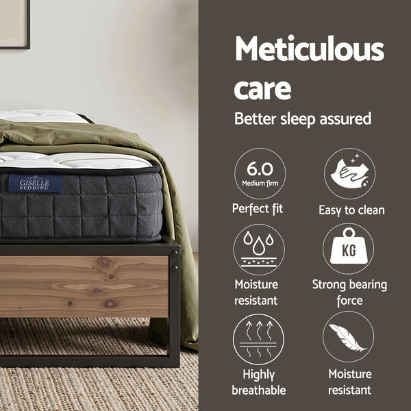 Giselle Double Mattress 16cm and Artiss Metal Bed Frame Set for Guest Rooms Studios Awezingly