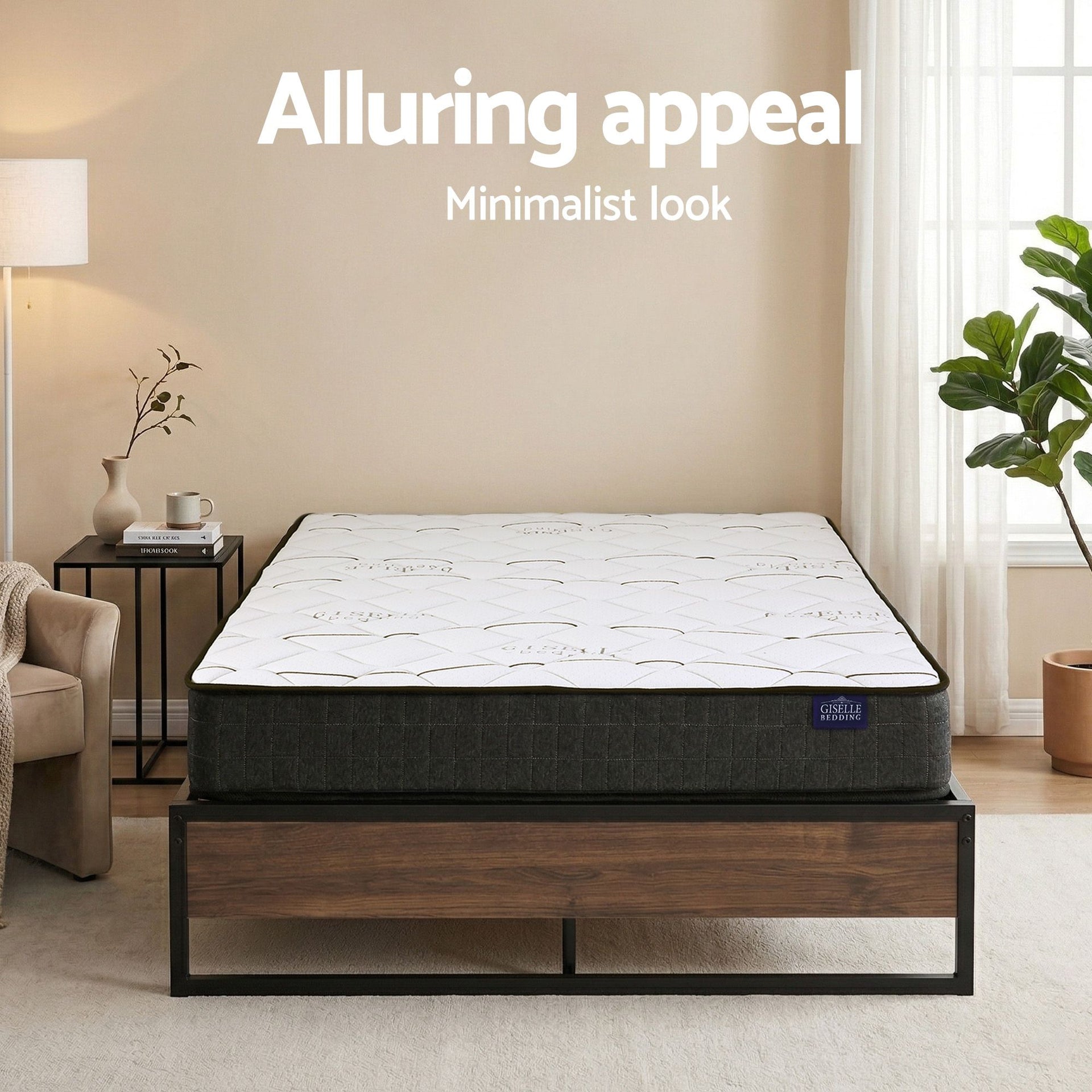 Giselle Double Mattress 16cm and Artiss Metal Bed Frame Set for Guest Rooms Studios Awezingly