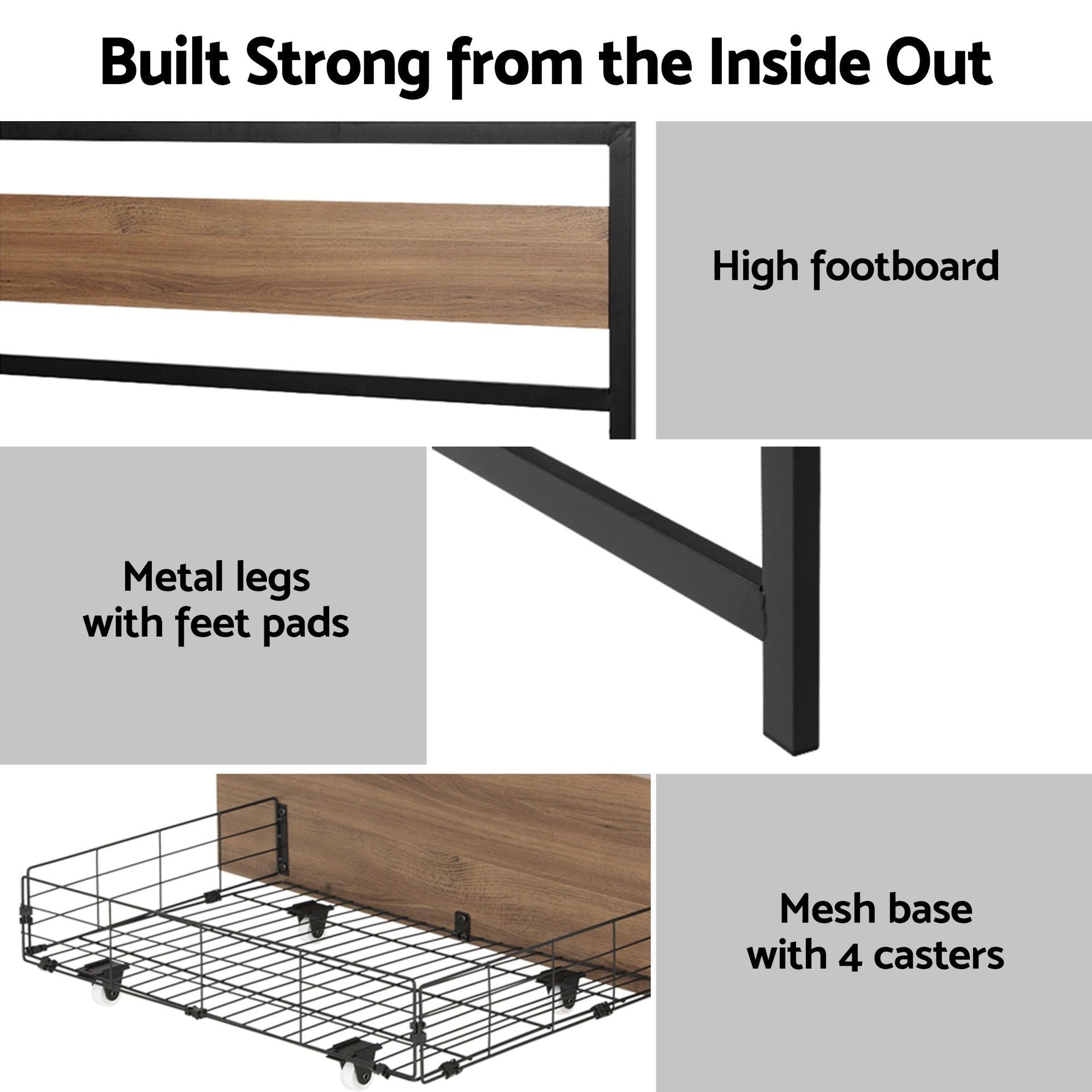 Giselle 18cm Queen Mattress Pillowtop and Artiss Metal Bed Frame Set With 2 drawers Awezingly