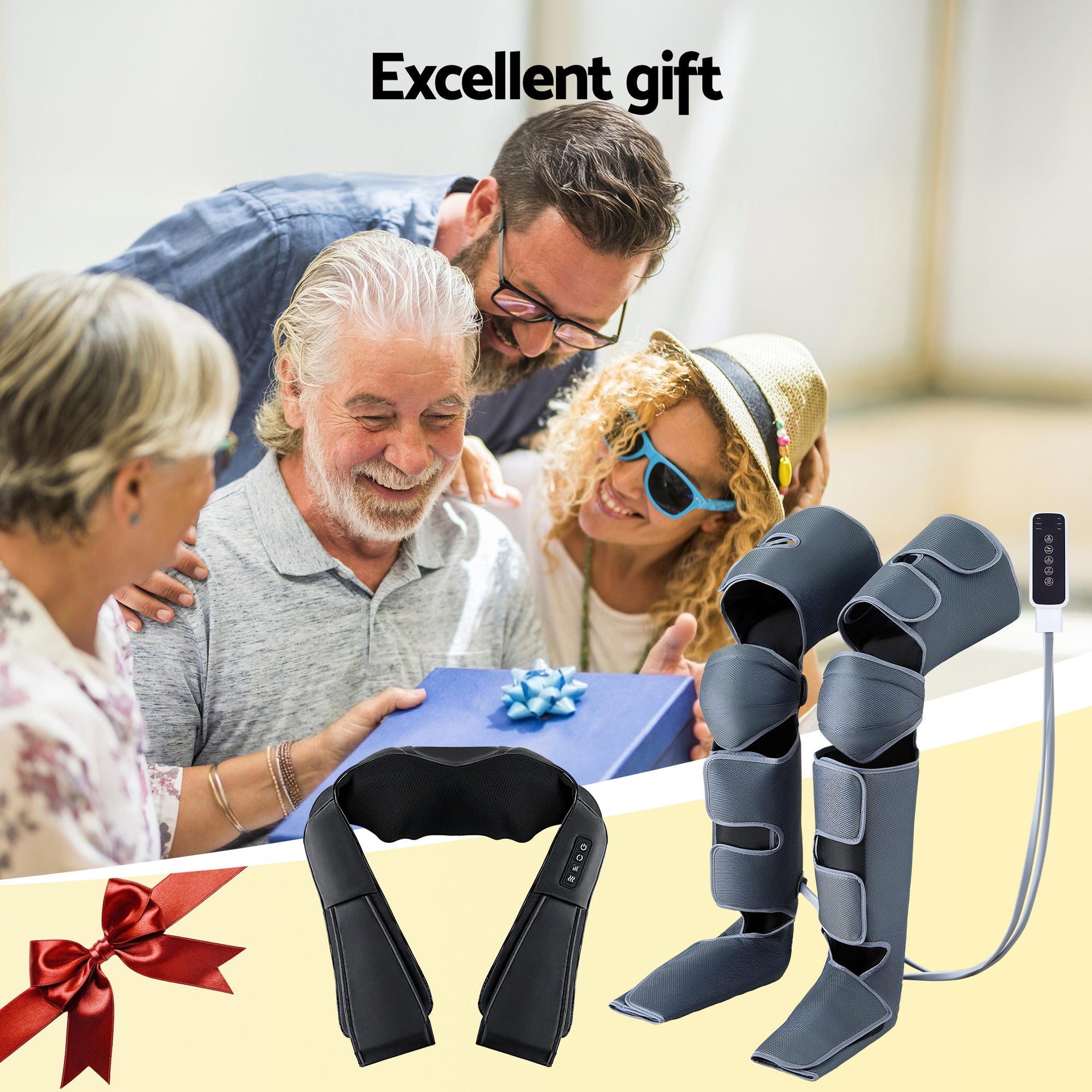 Livemor Electric Leg Foot Massager Air Wrap With Shiatsu Neck Massager Heating Awezingly