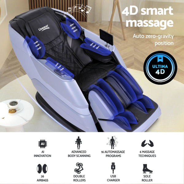 Livemor 4D Massage Chair Electric Recliner Home Massager Miraj Livemor